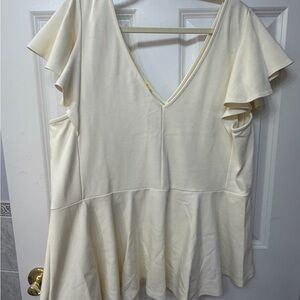 Forever 21 Cream Flutter Sleeve Blouse